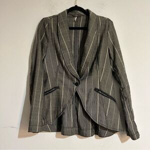 Free People Grey Striped Oversized Blazer Jacket Size Small